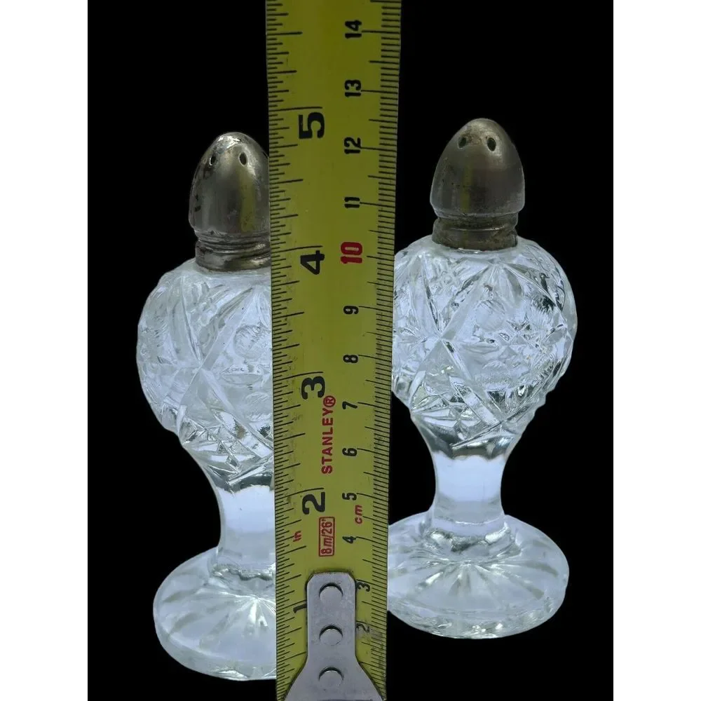 Vintage Rogers Crystal Pedestal Salt‎ and Pepper Shakers